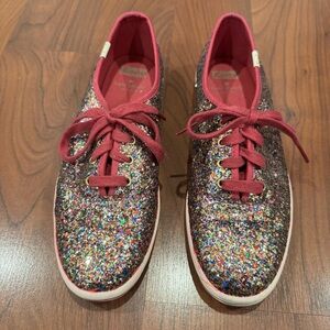 Keds x Kate Spade Multicolor Glitter Sneakers with Purple Laces size 8